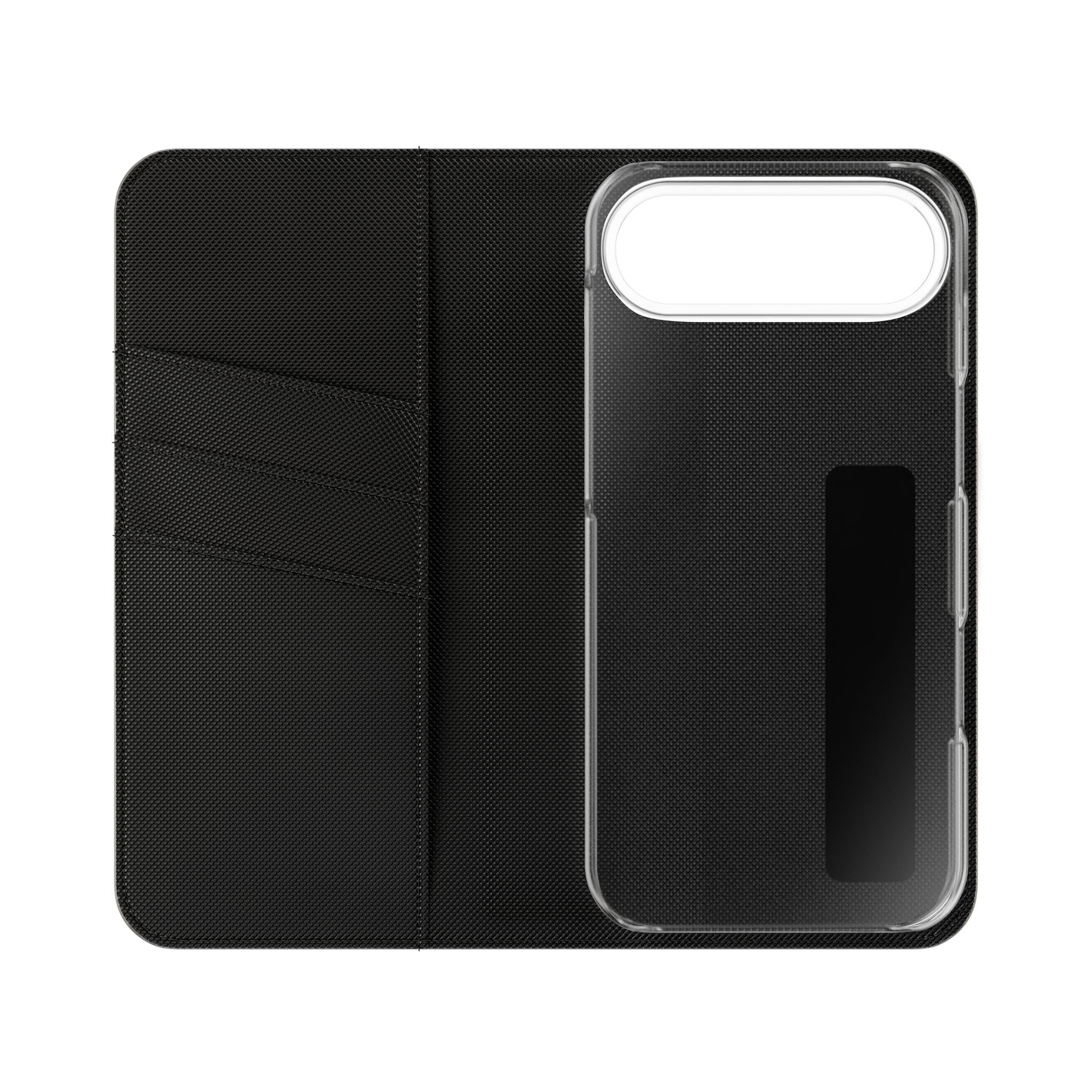 Black Wallet Phone Flip Case — Cardholder Folio Cover