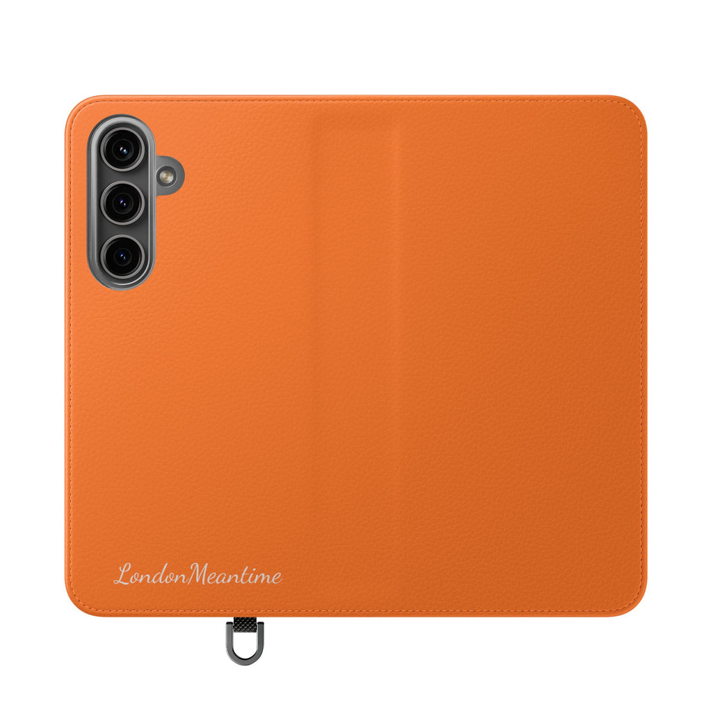 Orange Wallet Phone Flip Case — Cardholder Folio Cover