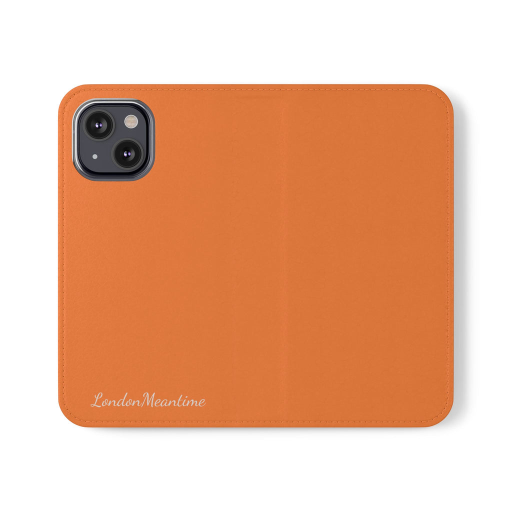 Orange Wallet Phone Flip Case — Cardholder Folio Cover