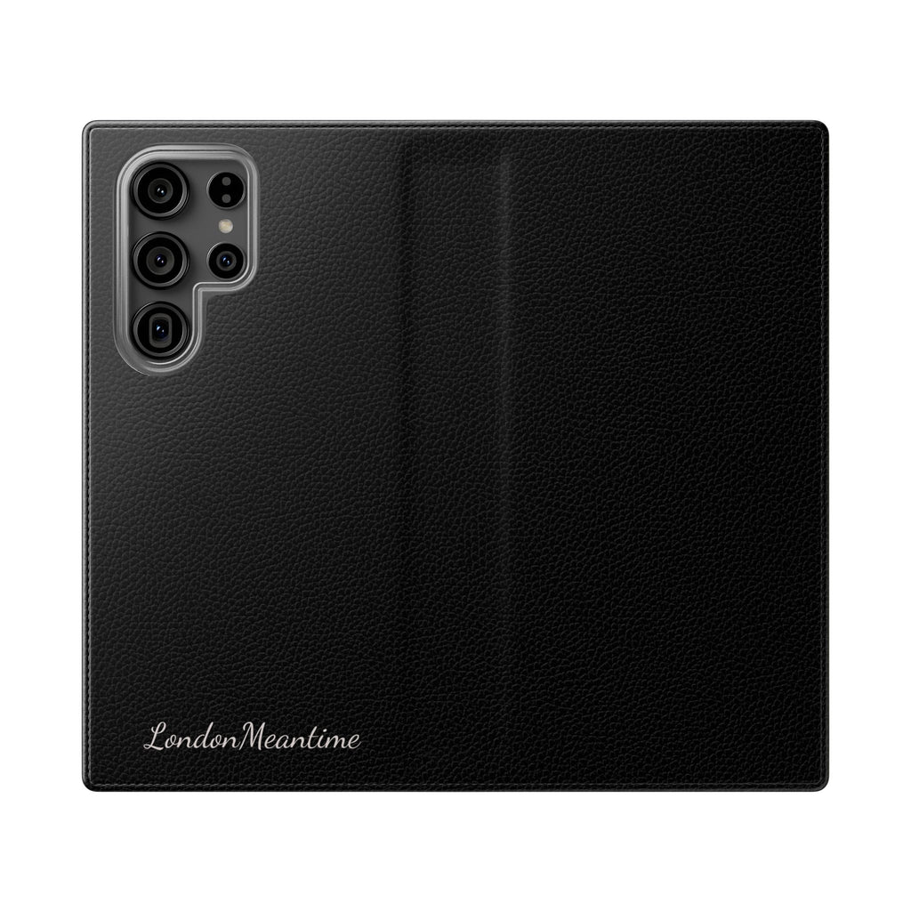 Black Wallet Phone Flip Case — Cardholder Folio Cover