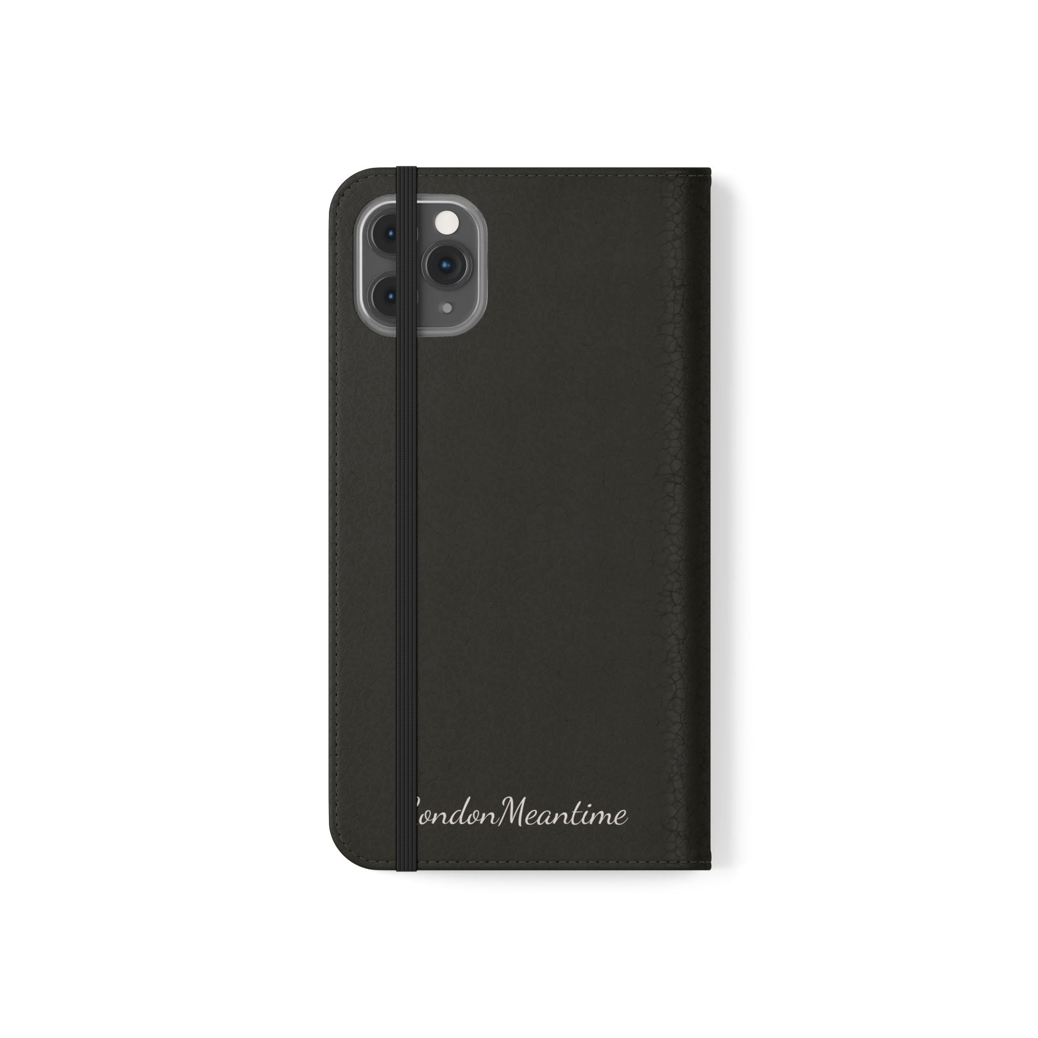 Black Wallet Phone Flip Case — Cardholder Folio Cover