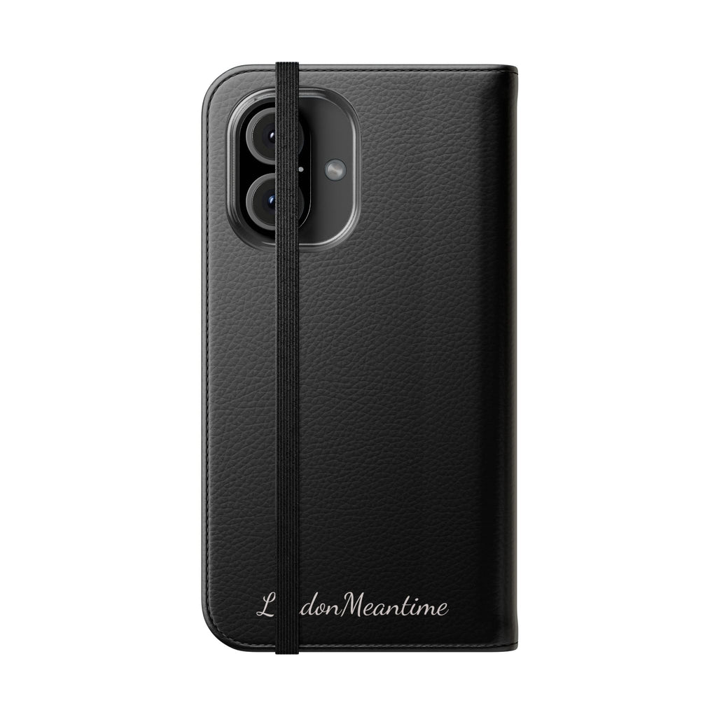 Black Wallet Phone Flip Case — Cardholder Folio Cover