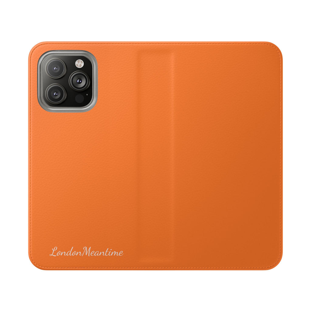 Orange Wallet Phone Flip Case — Cardholder Folio Cover