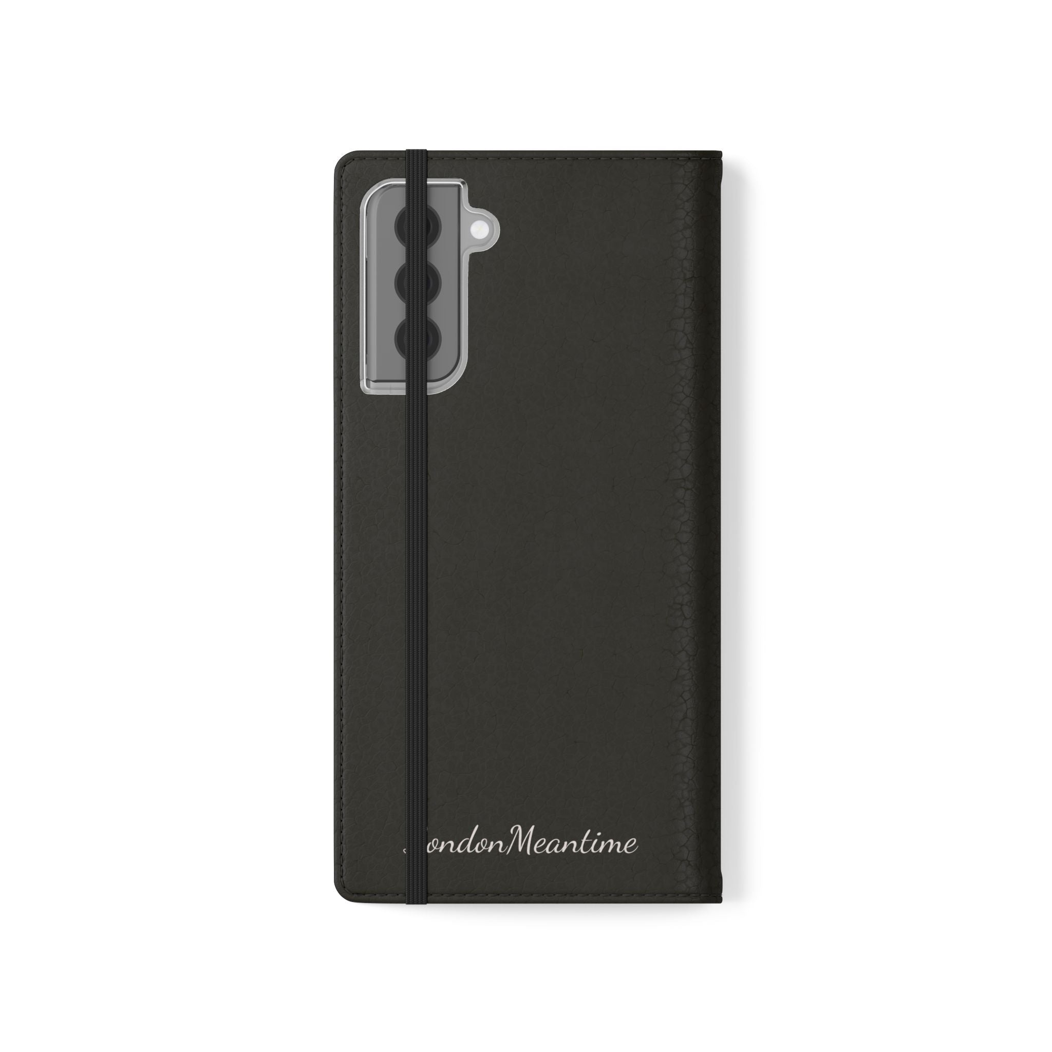 Black Wallet Phone Flip Case — Cardholder Folio Cover