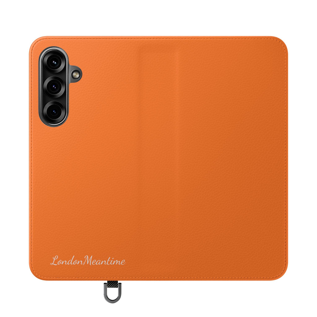 Orange Wallet Phone Flip Case — Cardholder Folio Cover