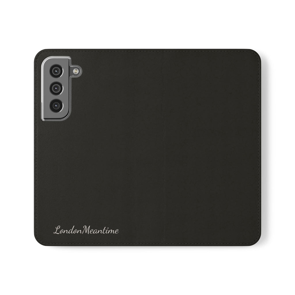 Black Wallet Phone Flip Case — Cardholder Folio Cover
