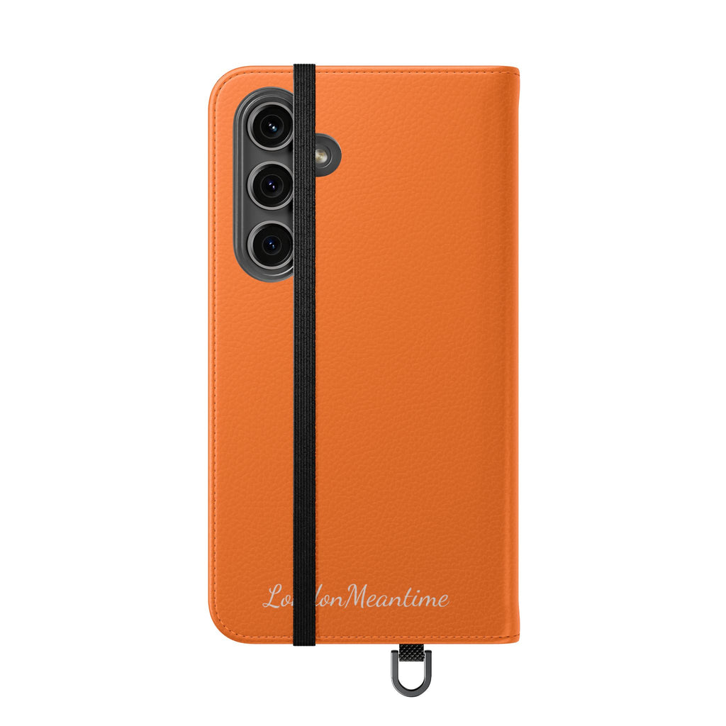 Orange Wallet Phone Flip Case — Cardholder Folio Cover