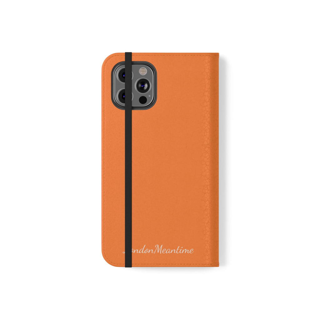 Orange Wallet Phone Flip Case — Cardholder Folio Cover