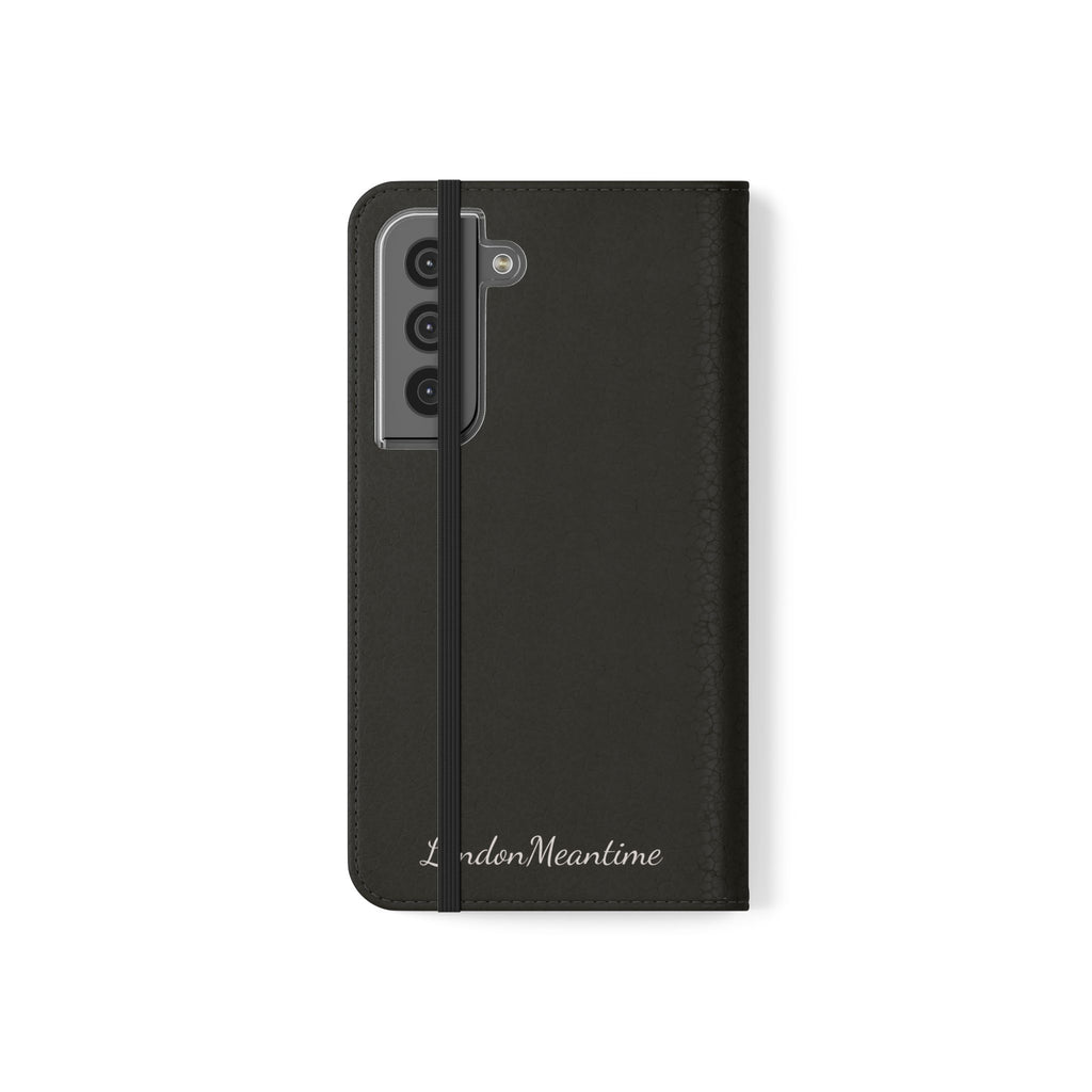 Black Wallet Phone Flip Case — Cardholder Folio Cover