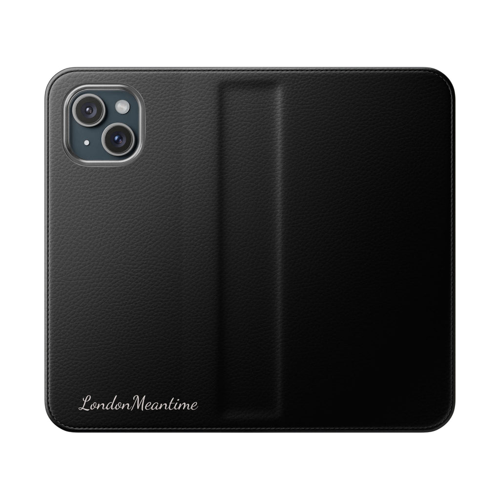 Black Wallet Phone Flip Case — Cardholder Folio Cover