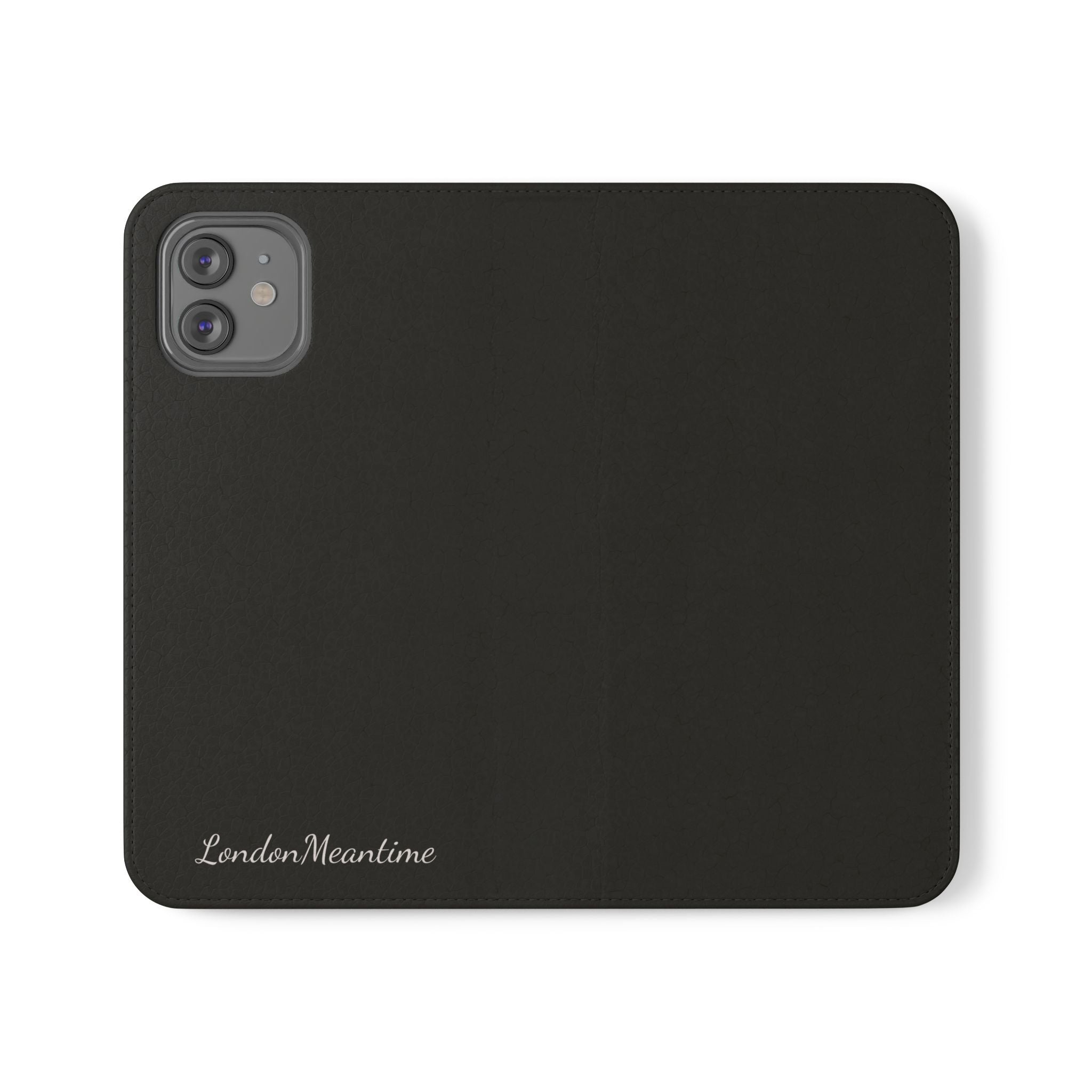 Black Wallet Phone Flip Case — Cardholder Folio Cover