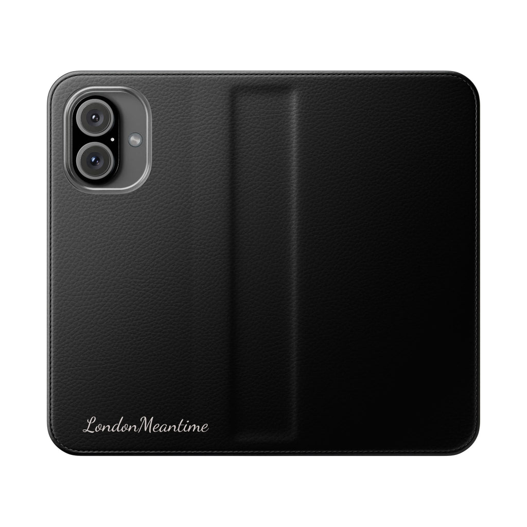 Black Wallet Phone Flip Case — Cardholder Folio Cover