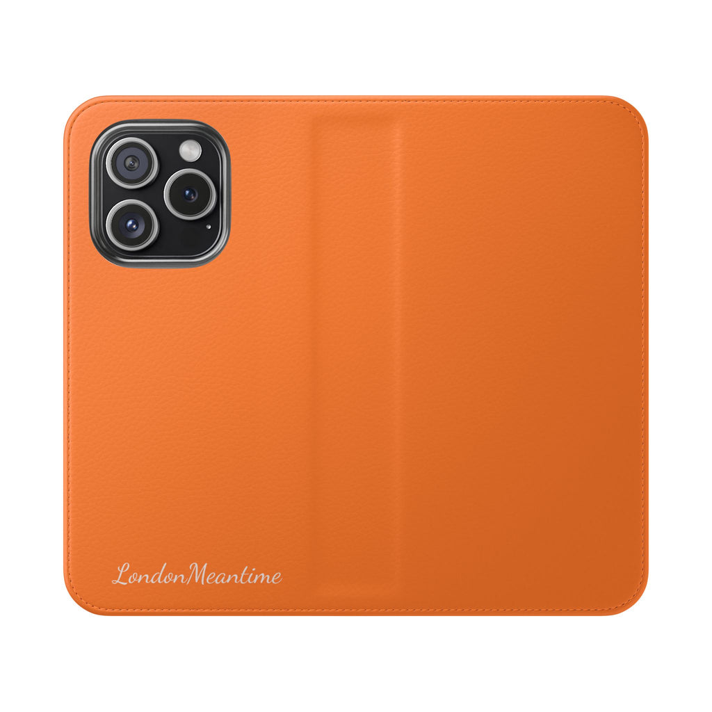Orange Wallet Phone Flip Case — Cardholder Folio Cover