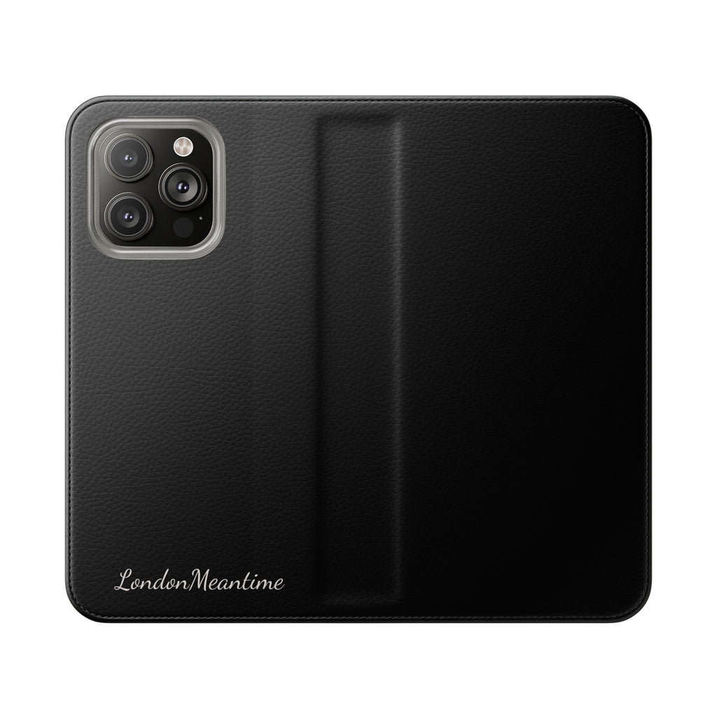 Black Wallet Phone Flip Case — Cardholder Folio Cover