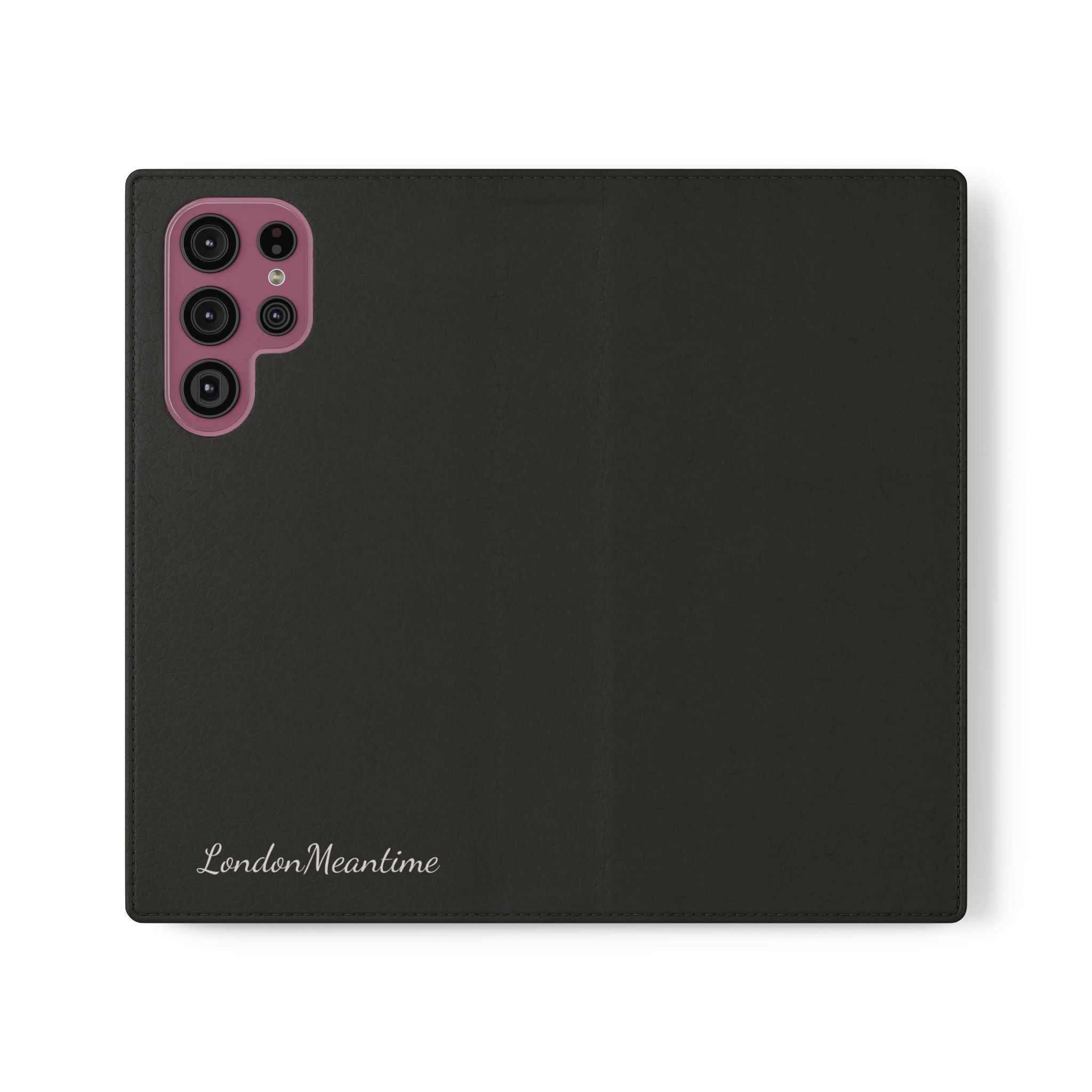 Black Wallet Phone Flip Case — Cardholder Folio Cover