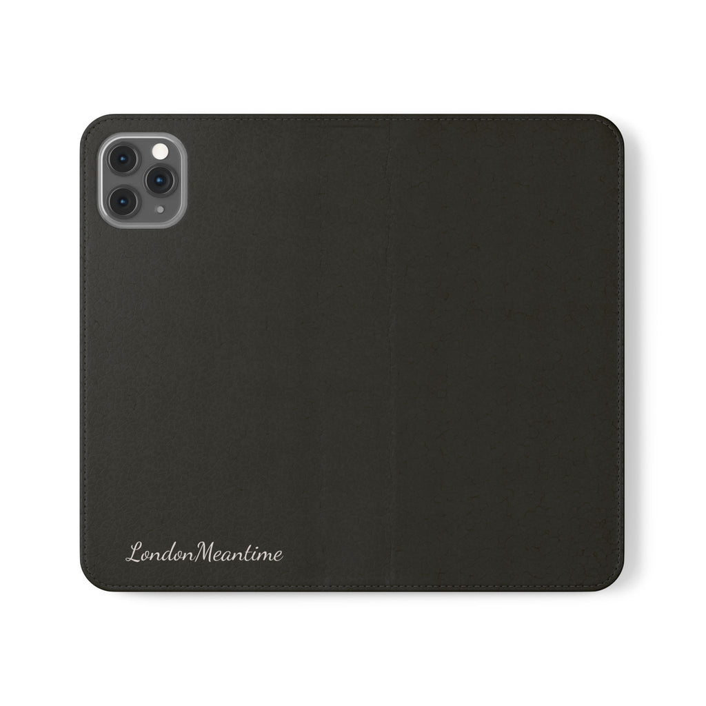 Black Wallet Phone Flip Case — Cardholder Folio Cover