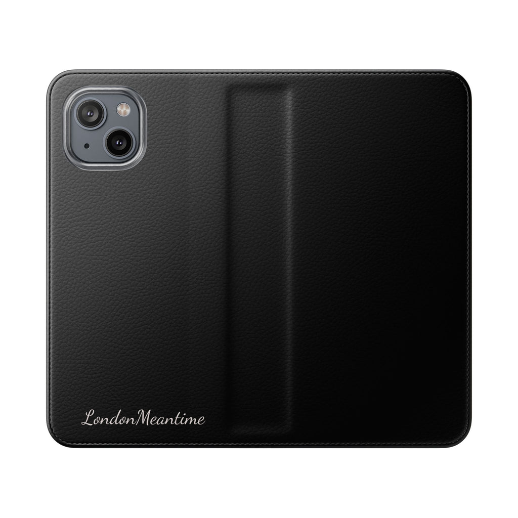 Black Wallet Phone Flip Case — Cardholder Folio Cover