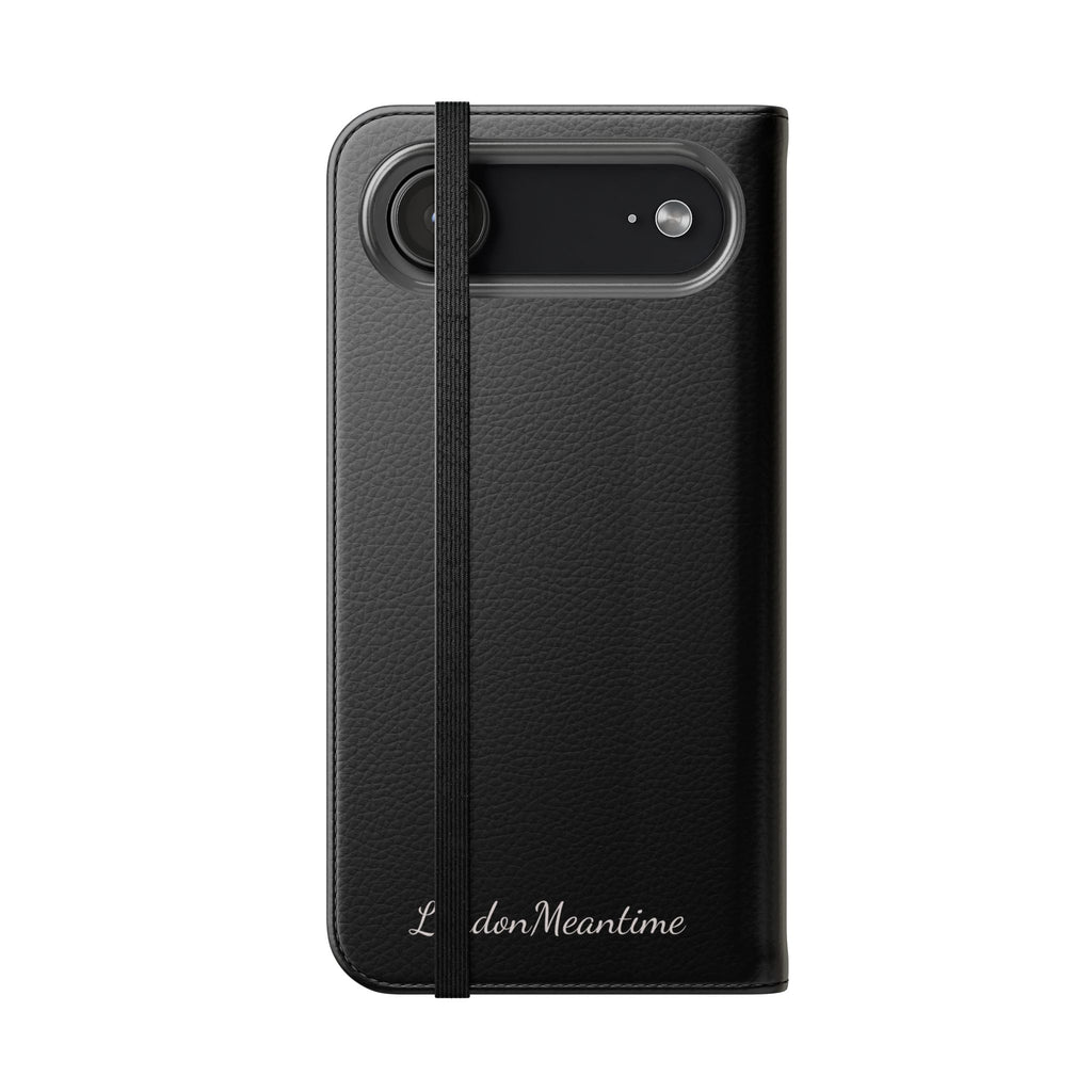 Black Wallet Phone Flip Case — Cardholder Folio Cover