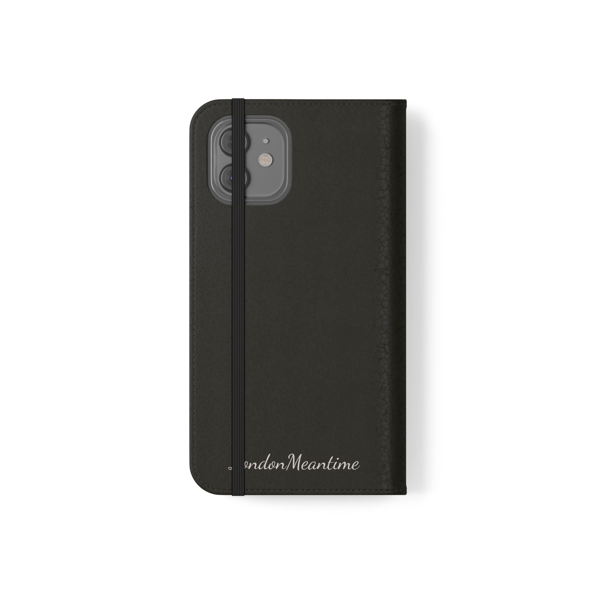 Black Wallet Phone Flip Case — Cardholder Folio Cover