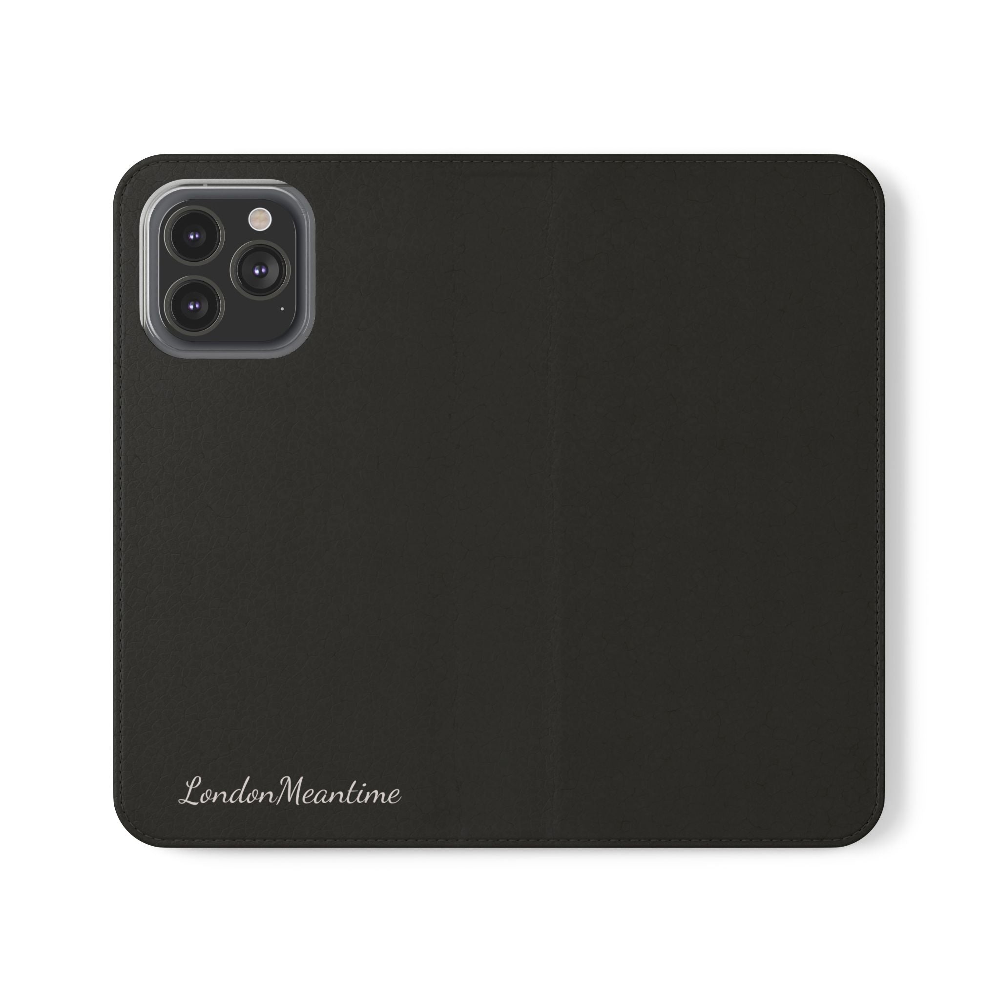 Black Wallet Phone Flip Case — Cardholder Folio Cover