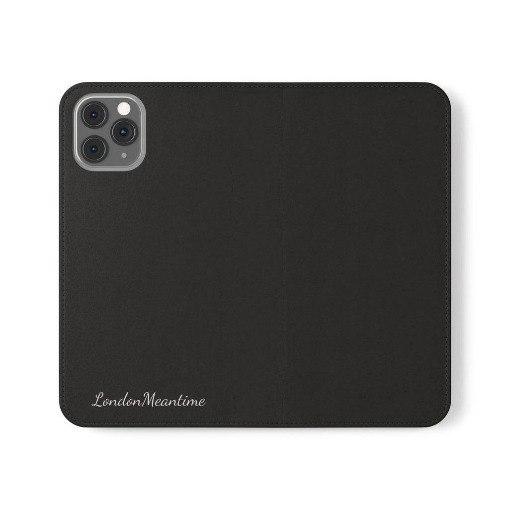 Black Wallet Phone Flip Case — Cardholder Folio Cover