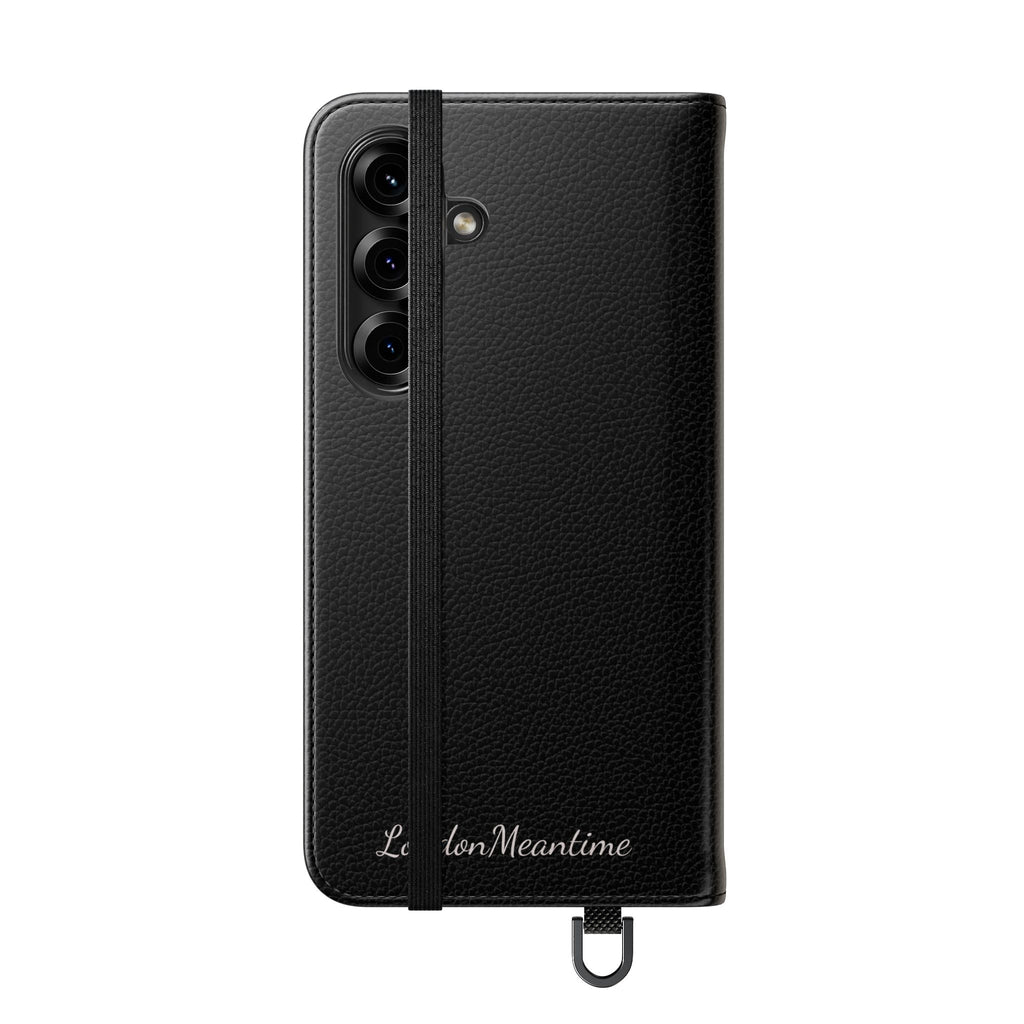 Black Wallet Phone Flip Case — Cardholder Folio Cover