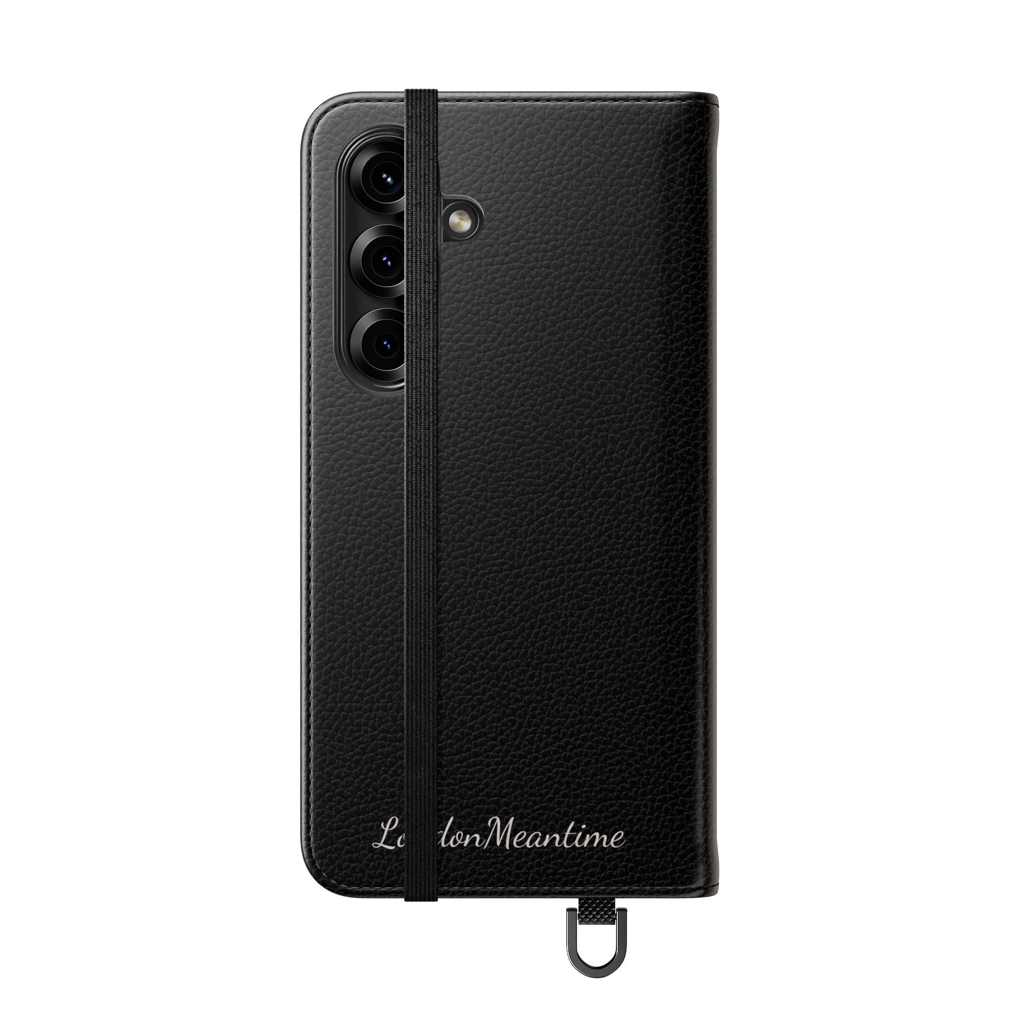 Black Wallet Phone Flip Case — Cardholder Folio Cover
