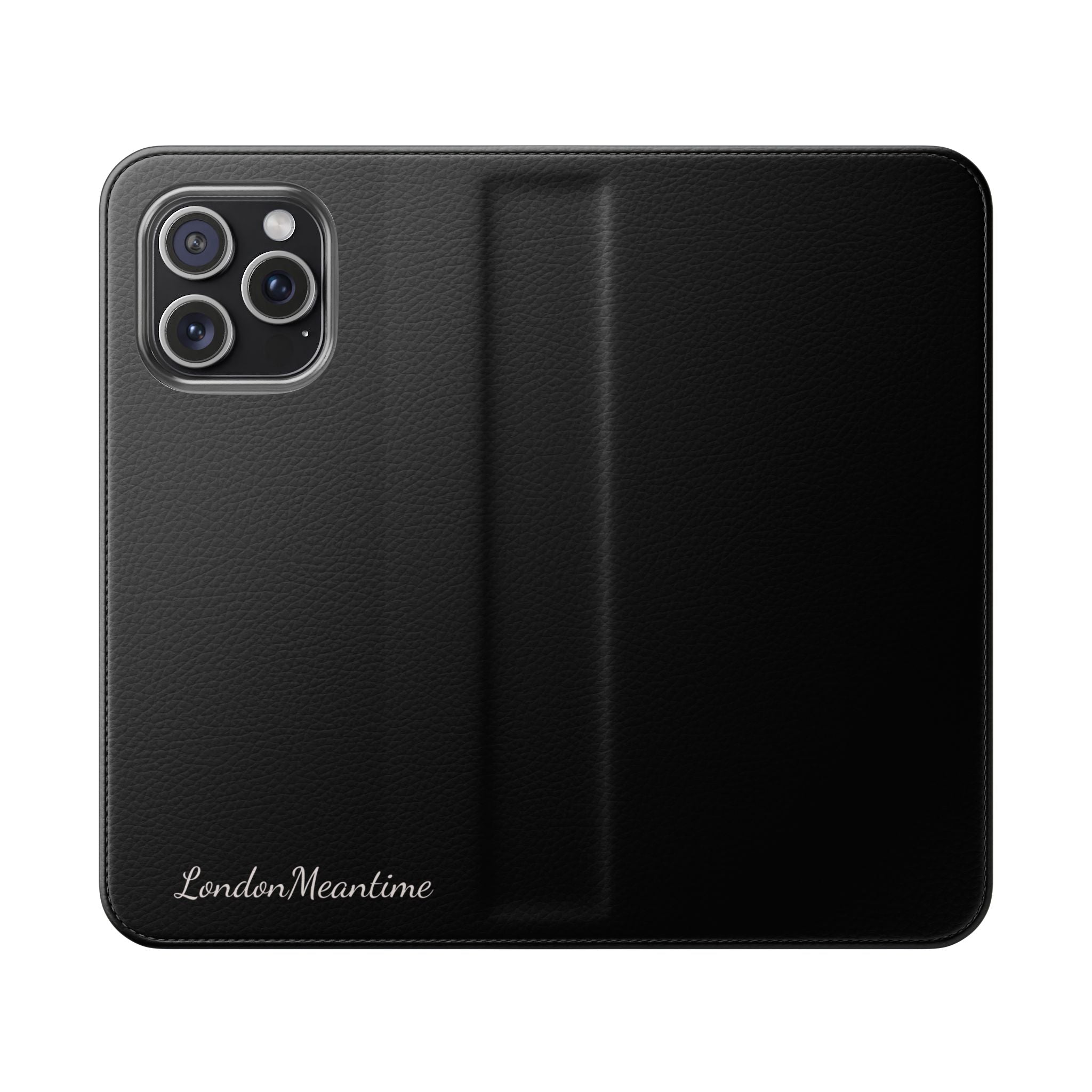 Black Wallet Phone Flip Case — Cardholder Folio Cover