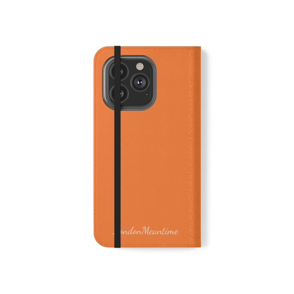 Orange Wallet Phone Flip Case — Cardholder Folio Cover