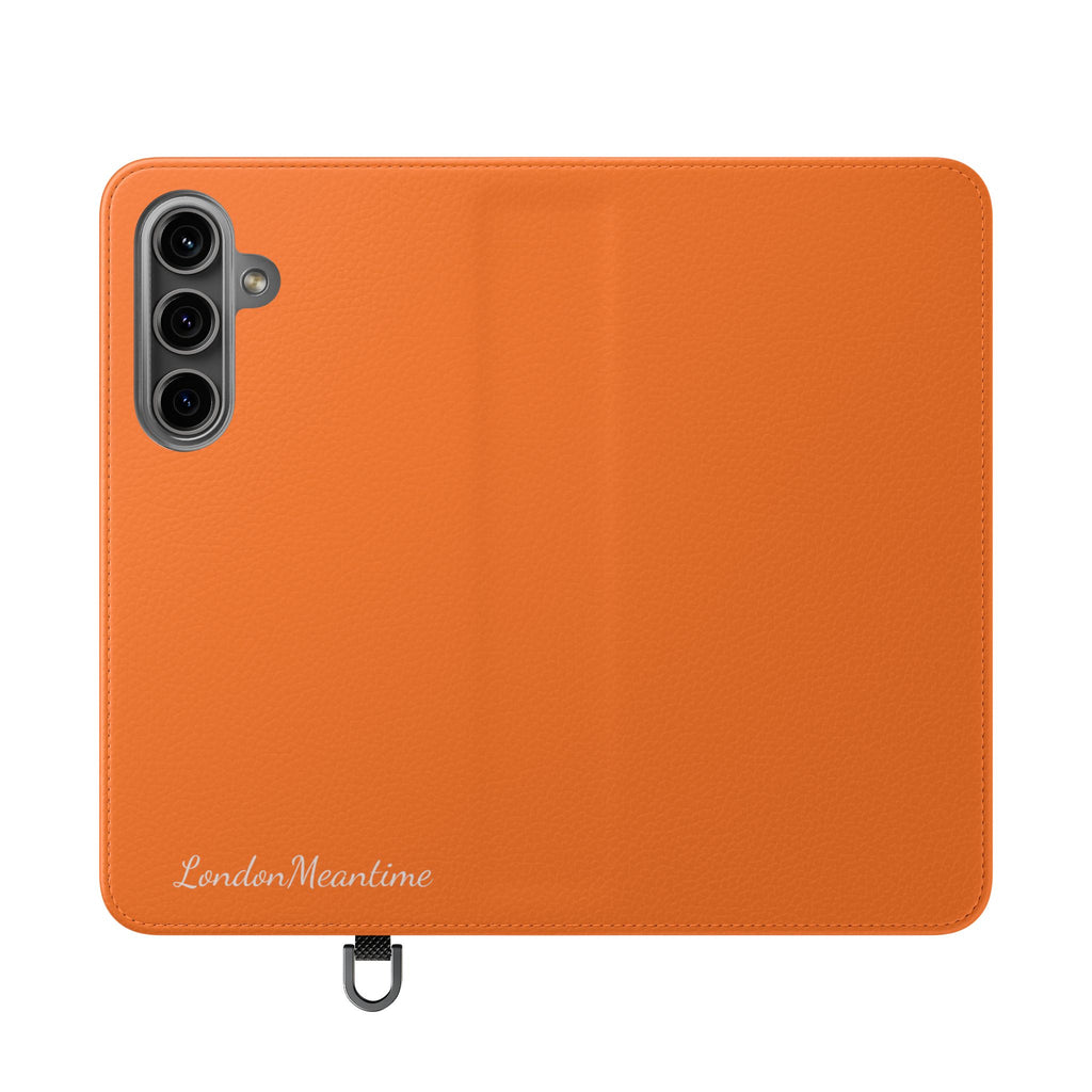 Orange Wallet Phone Flip Case — Cardholder Folio Cover