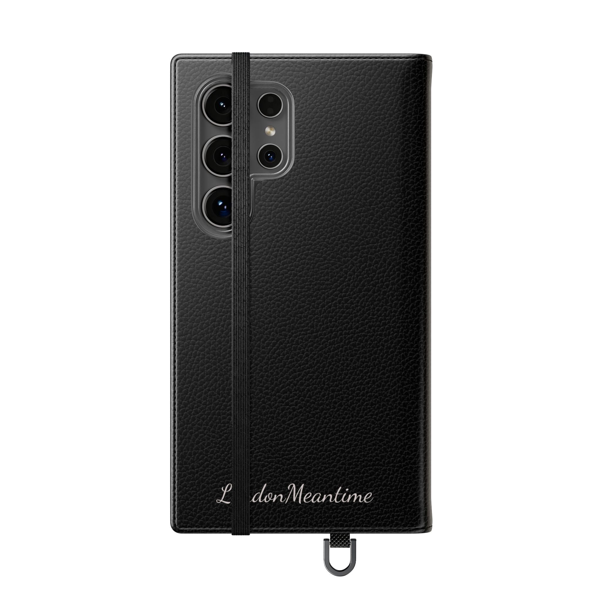 Black Wallet Phone Flip Case — Cardholder Folio Cover