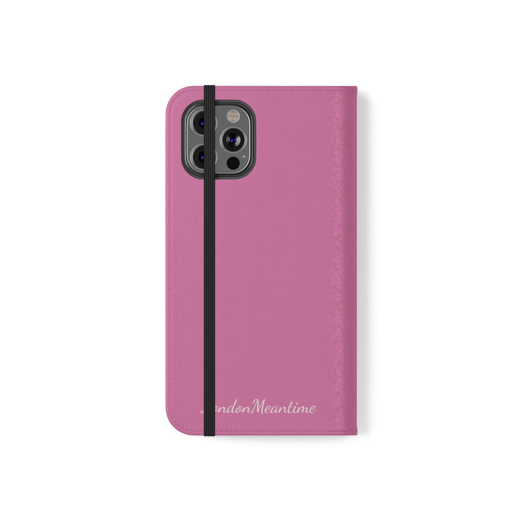 Pink Wallet Phone Flip Case — Cardholder Folio Cover