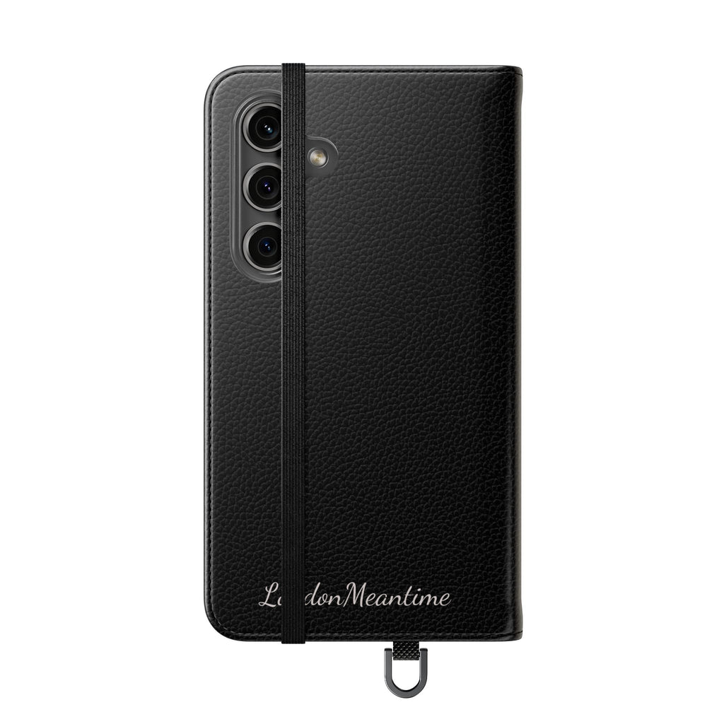 Black Wallet Phone Flip Case — Cardholder Folio Cover