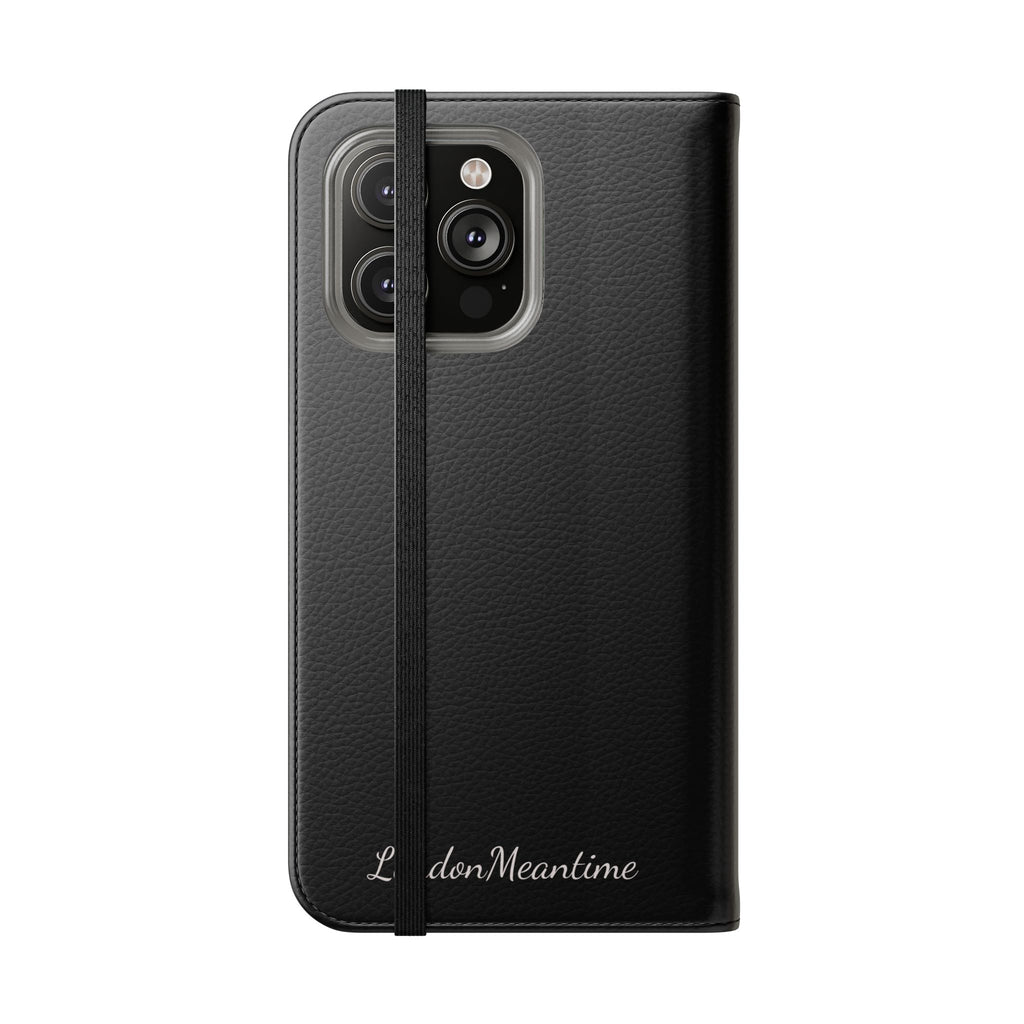 Black Wallet Phone Flip Case — Cardholder Folio Cover