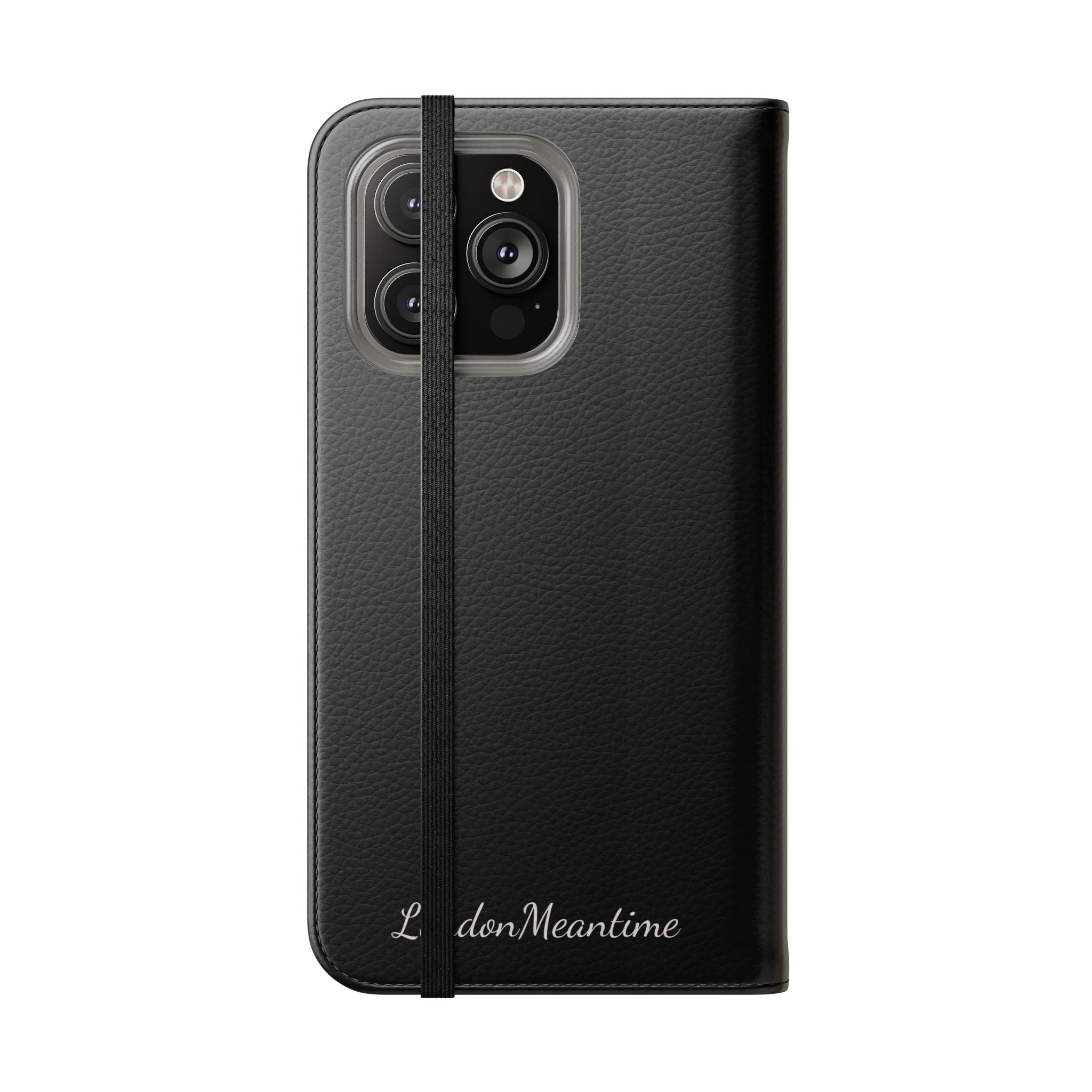 Black Wallet Phone Flip Case — Cardholder Folio Cover