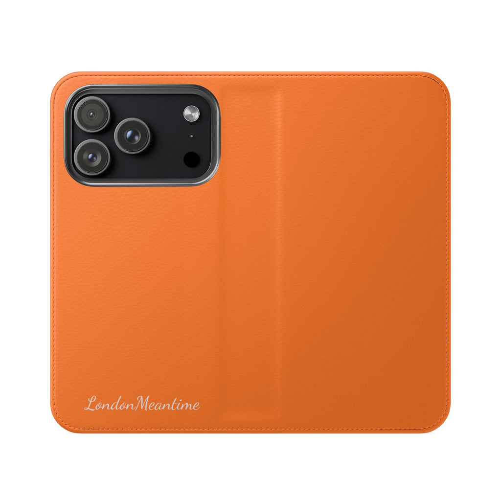 Orange Wallet Phone Flip Case — Cardholder Folio Cover
