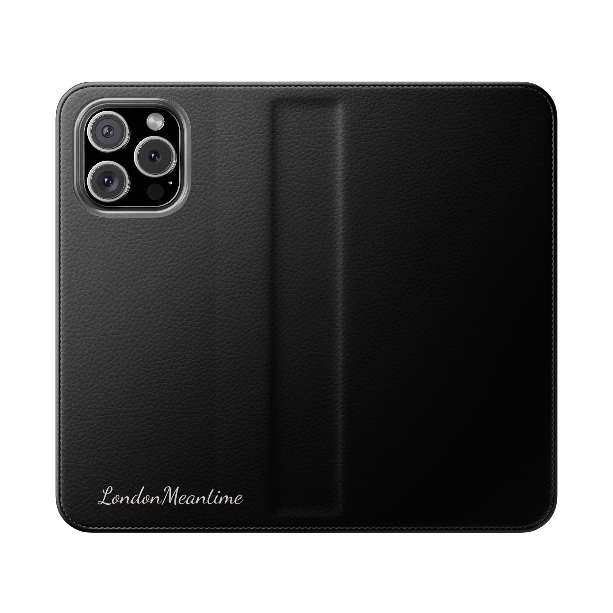 Black Wallet Phone Flip Case — Cardholder Folio Cover