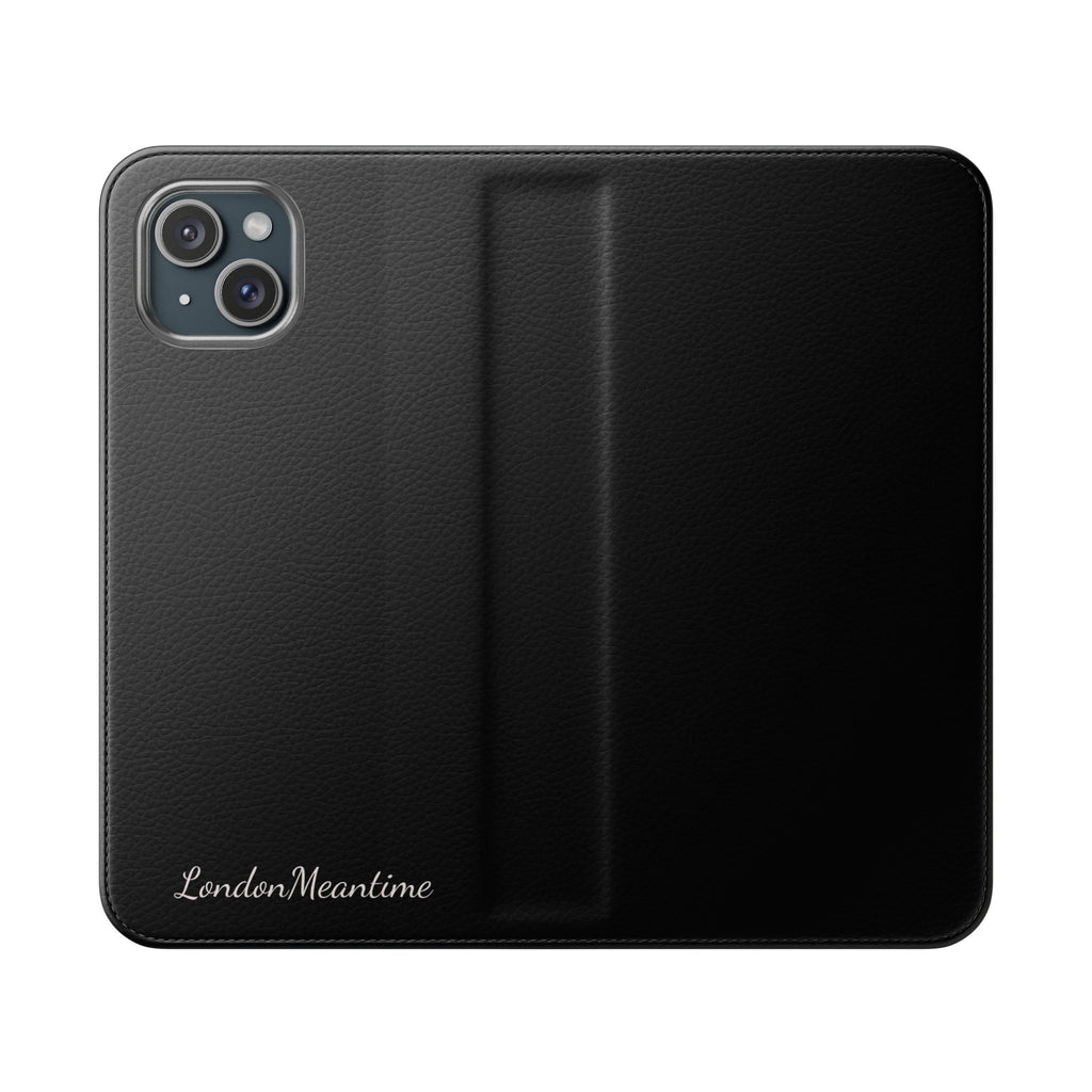 Black Wallet Phone Flip Case — Cardholder Folio Cover