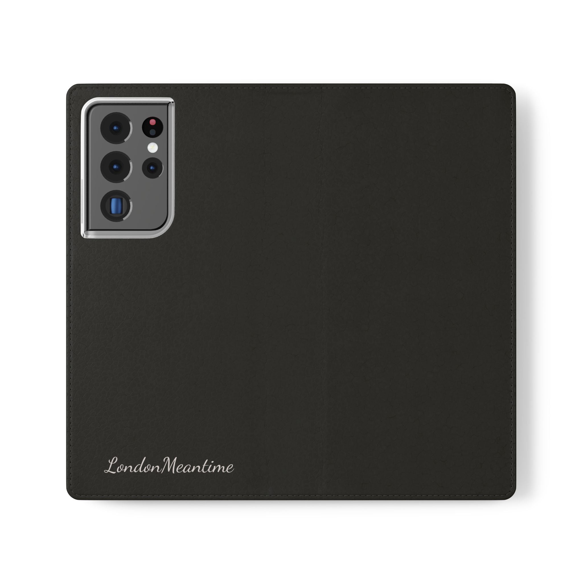 Black Wallet Phone Flip Case — Cardholder Folio Cover