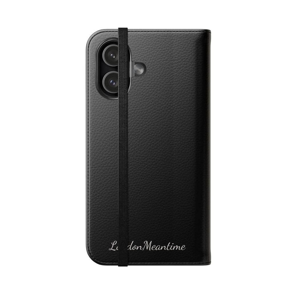 Black Wallet Phone Flip Case — Cardholder Folio Cover