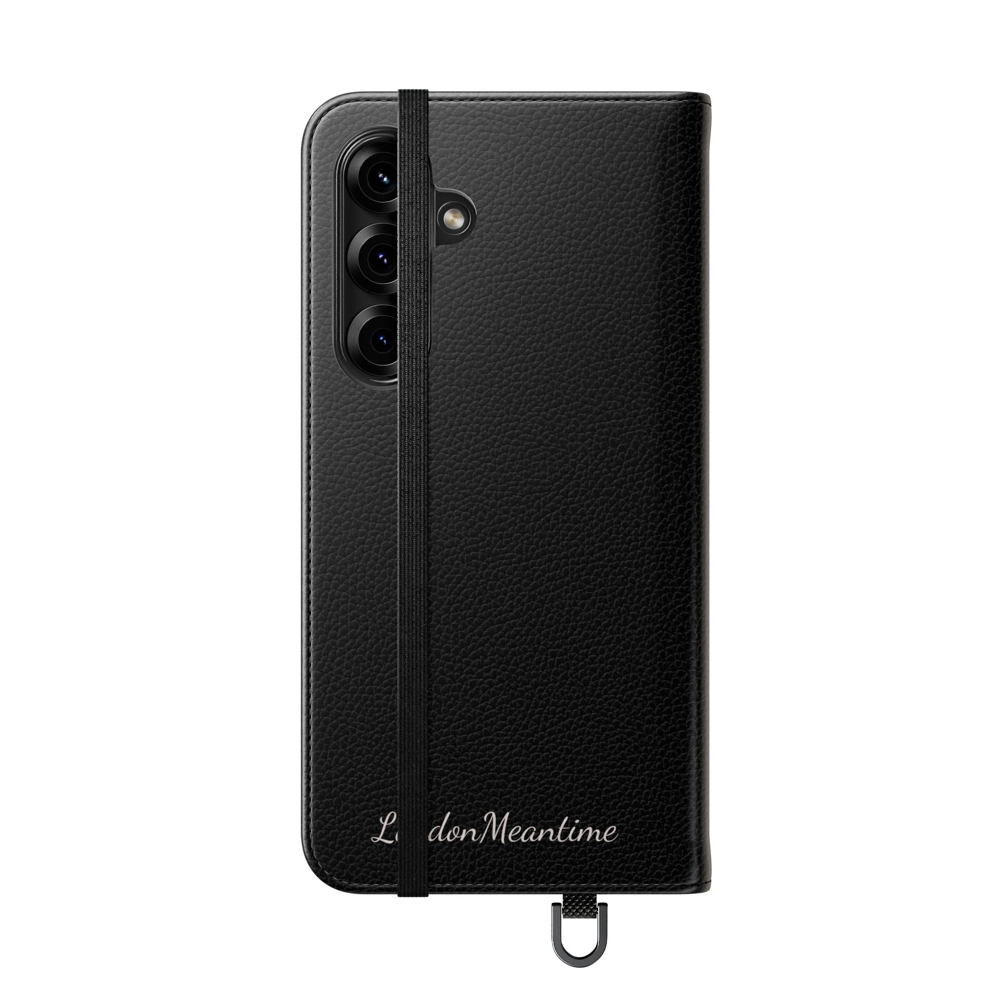 Black Wallet Phone Flip Case — Cardholder Folio Cover
