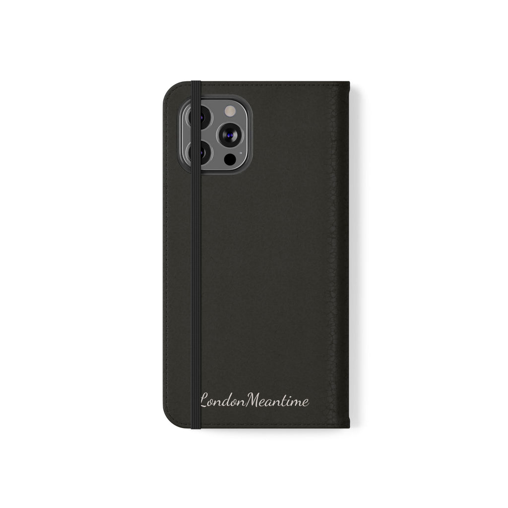 Black Wallet Phone Flip Case — Cardholder Folio Cover