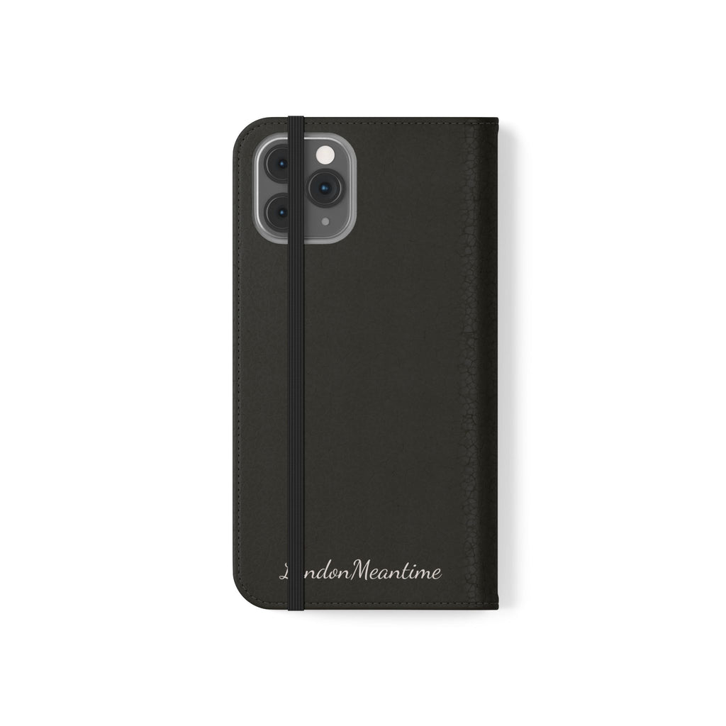 Black Wallet Phone Flip Case — Cardholder Folio Cover