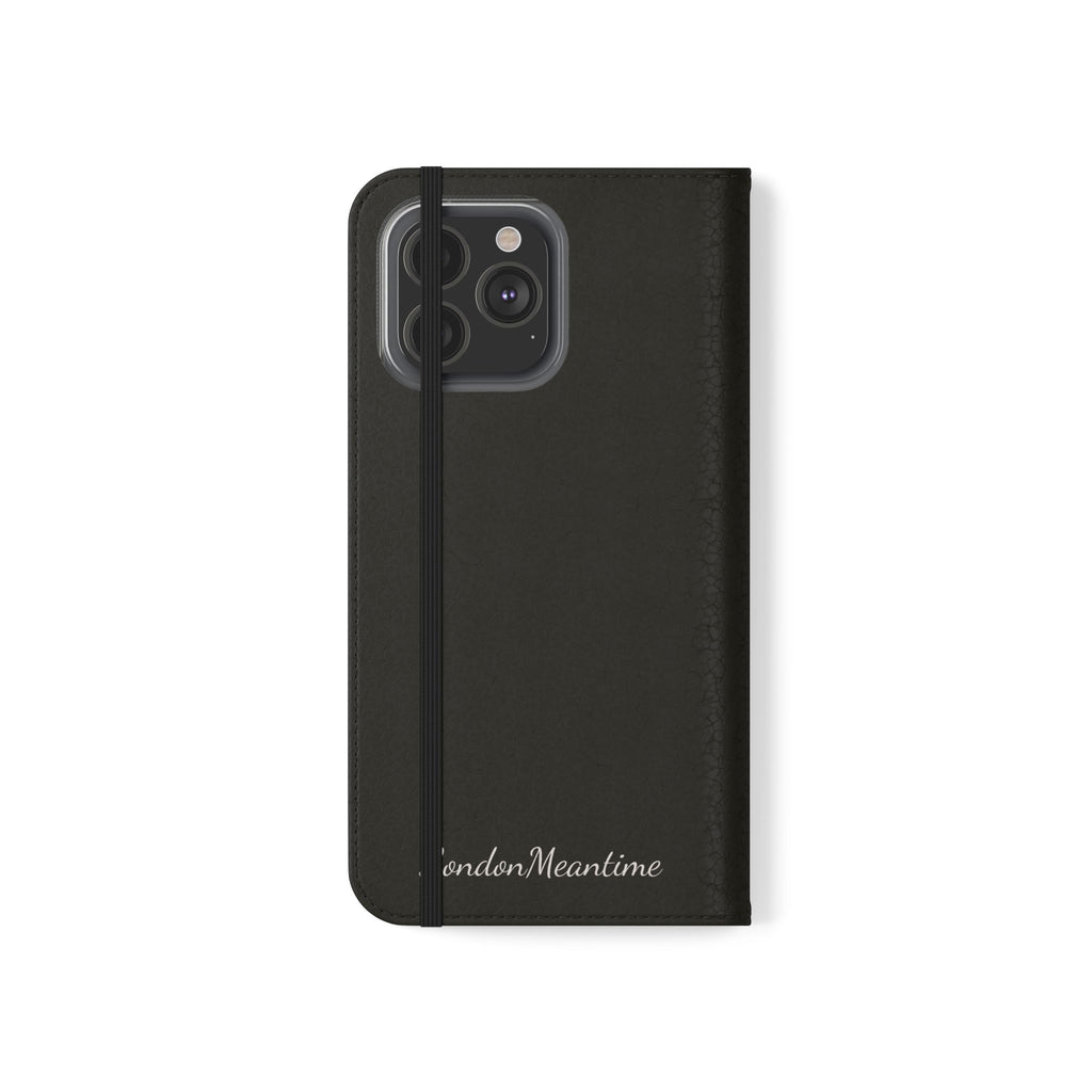 Black Wallet Phone Flip Case — Cardholder Folio Cover