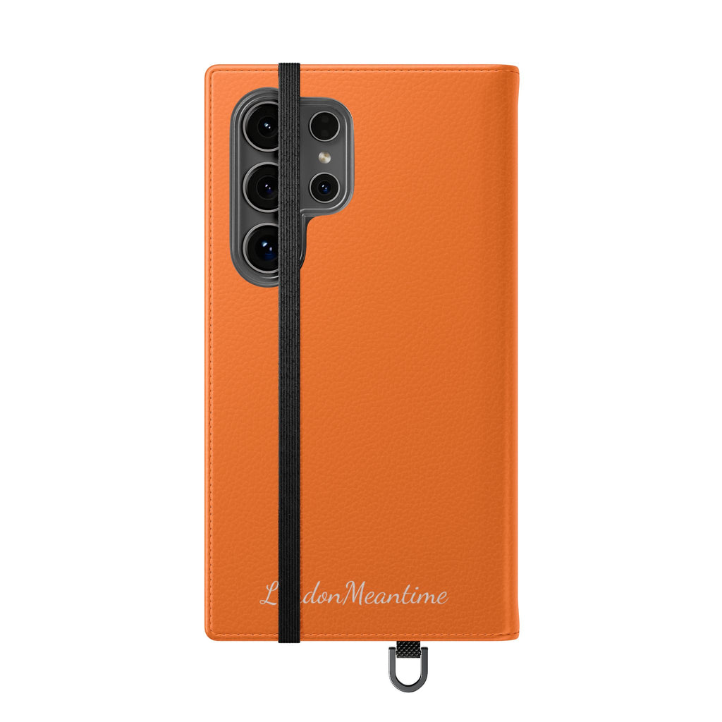Orange Wallet Phone Flip Case — Cardholder Folio Cover