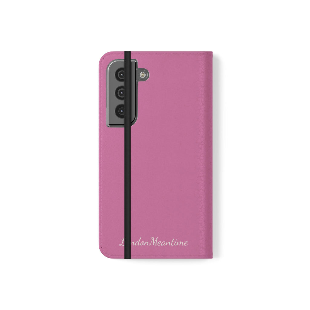 Pink Wallet Phone Flip Case — Cardholder Folio Cover