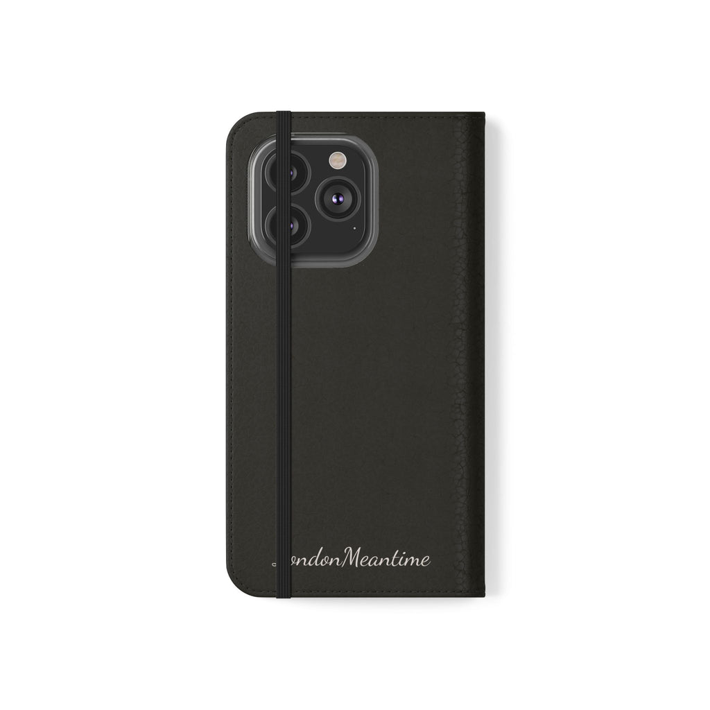 Black Wallet Phone Flip Case — Cardholder Folio Cover