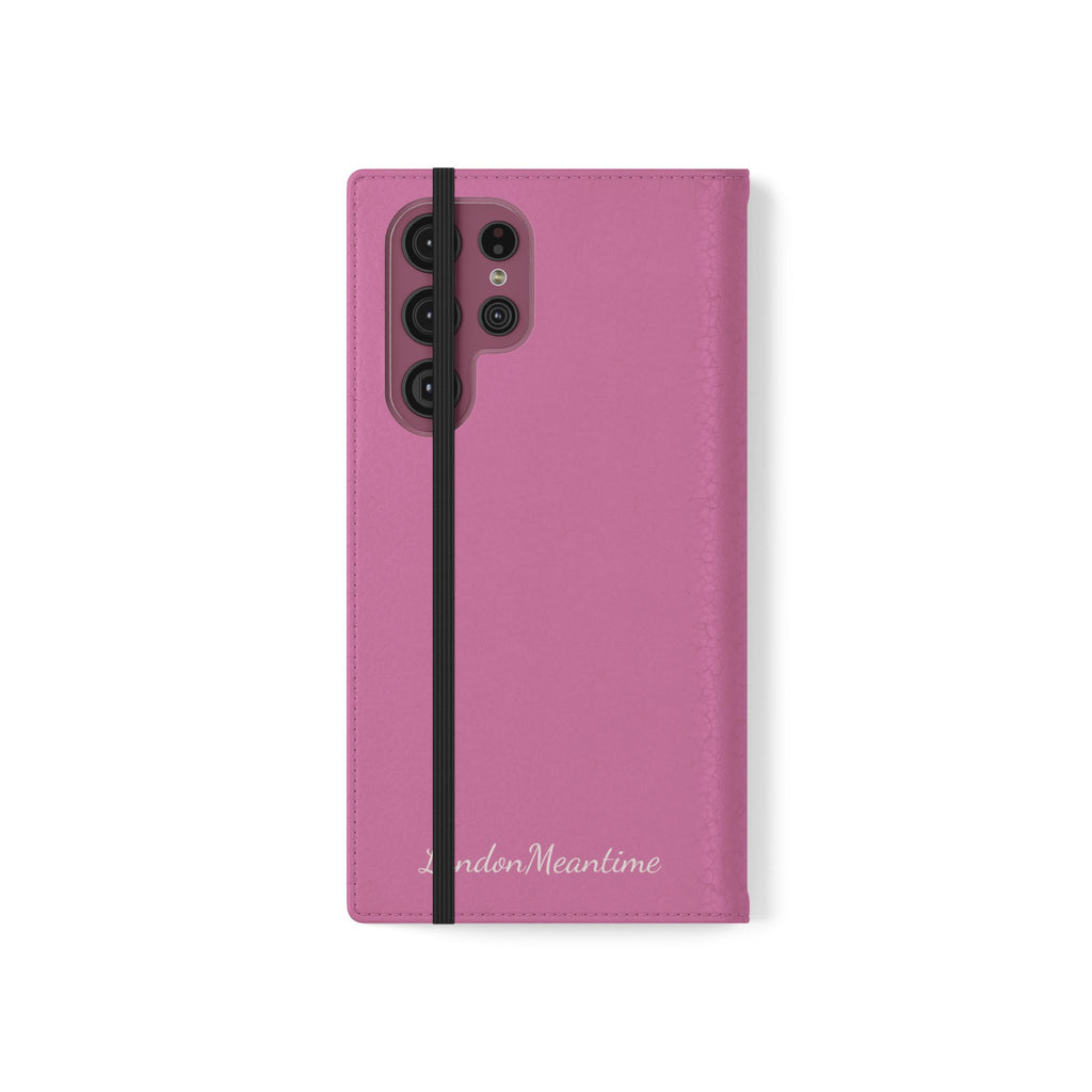 Pink Wallet Phone Flip Case — Cardholder Folio Cover