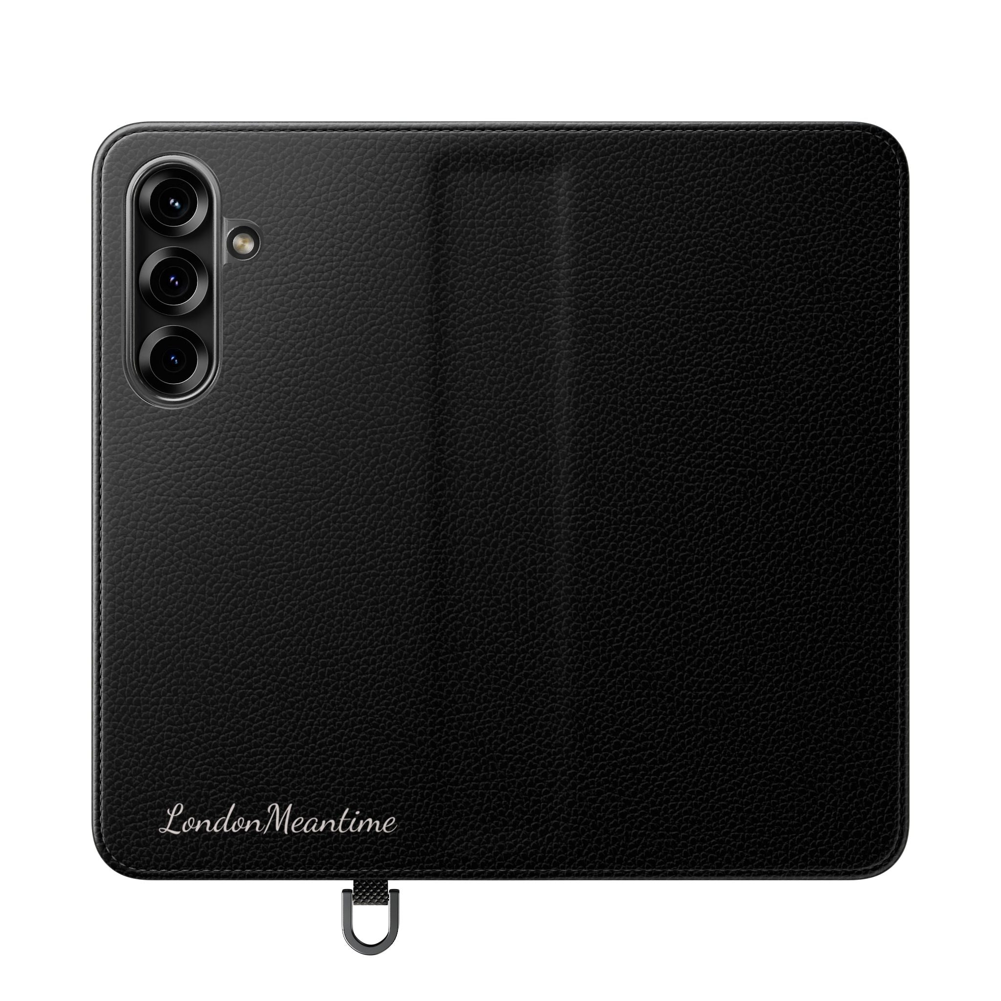 Black Wallet Phone Flip Case — Cardholder Folio Cover