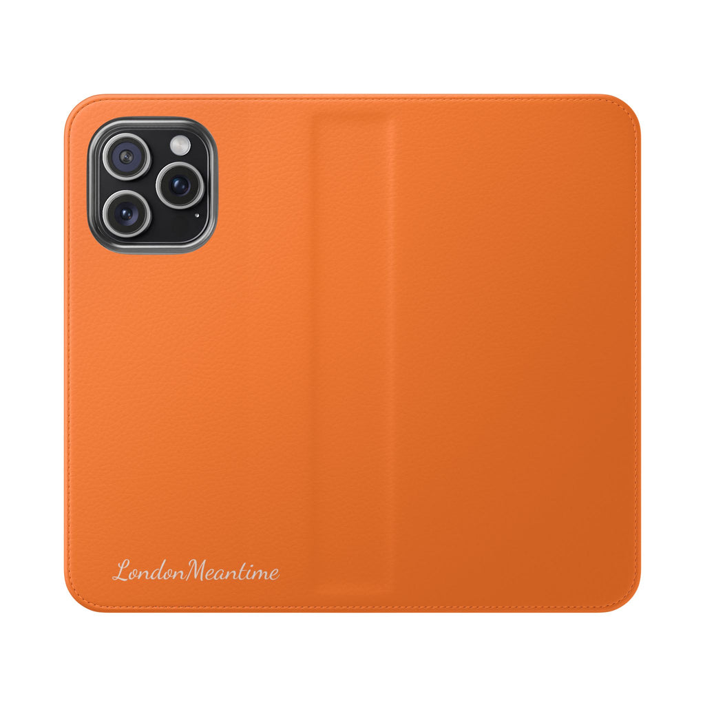Orange Wallet Phone Flip Case — Cardholder Folio Cover